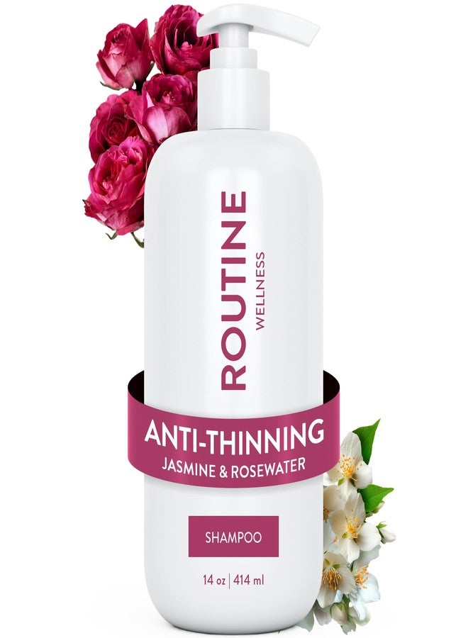 Routine Wellness Anti-Thinning Shampoo for Thinning Hair - Biotin DHT Blocker Women & Men - Color Safe Shampoo for Hair Loss & Healthy Hair - Jasmine & Rosewater 14oz - Image 1